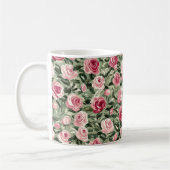 Roze Rood Groene Rozen Bloem Koffiemok (Links)