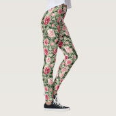 Roze Rood Groene Rozen Bloemen Leggings (Rechts)