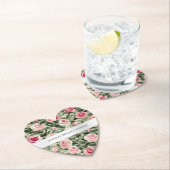 Roze Rood Groene Rozen Bloemige Bruids Bruiloft Kartonnen Onderzetters (Insitu)