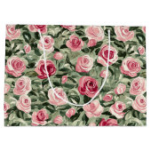 Roze Rood Groene Rozen Bloemrijke Bruidsdouche Groot Cadeauzakje (Achterkant)