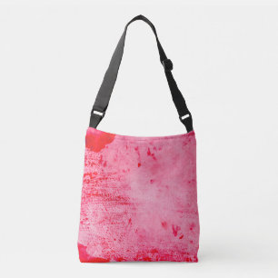 Roze Rood Grunge Verf Textuur Crossbody Tas
