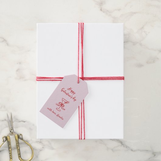 Roze rood Handgeschreven Galentijn's Day Cadeaulabel (Met Touw)