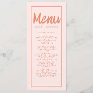 Roze Rood Handgeschreven Lettertype Retro Bruiloft Menu