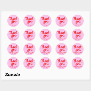 Roze Rood Handgeschreven Rechthoekige Trouwsticker Ronde Sticker