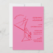 Roze Rood Handgetekende 50e Verjaardag Uitnodiging (Voorkant)