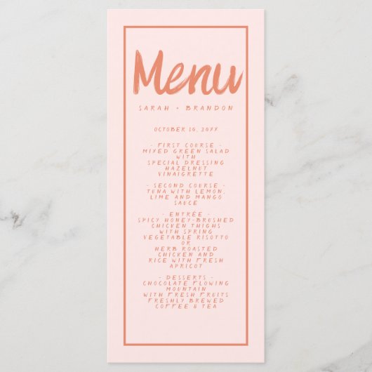 Roze rood handschrift Typografie Retro Weddenschap Menu (Voorkant)