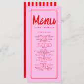 Roze rood handschrift Typografie Retro Weddenschap Menu (Voorkant / Achterkant)