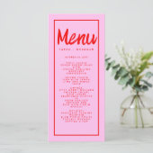 Roze rood handschrift Typografie Retro Weddenschap Menu (Staand voorkant)