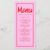 Roze rood handschrift Typografie Retro Weddenschap Menu (Voorkant)