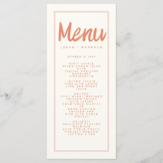 Roze rood handschrift Typografie Retro Weddenschap Menu (Voorkant)