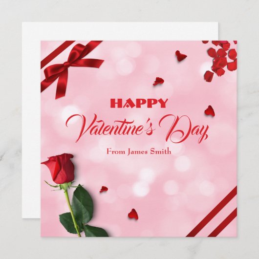 Roze Rood Happy Birthday Valentijn Feestdagenkaart (Voorkant / Achterkant)