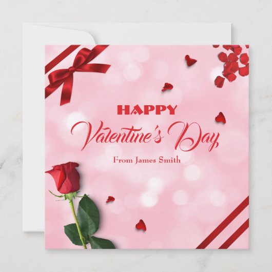 Roze Rood Happy Birthday Valentijn Feestdagenkaart (Voorkant)