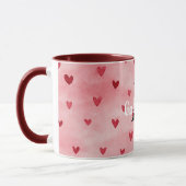 Roze Rood Hart Monogram Naam Mok (Links)