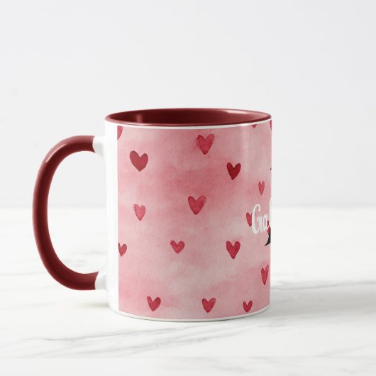 Roze Rood Hart Monogram Naam Mok (Links)