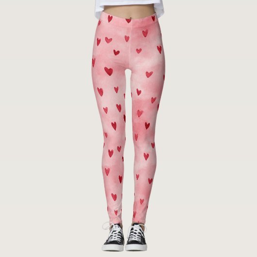 Roze Rood Hart Naam Leggings (Voorkant)