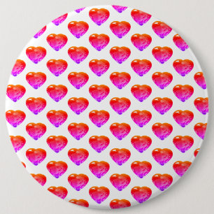 Roze Rood Hart Patroon Groene Knop Ronde Button 6,0 Cm