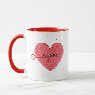 Roze Rood Hart Script Schattige Elegant Valentijns Mok