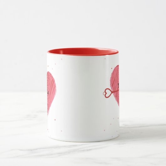 Roze Rood Hart Script Schattige Elegant Valentijns Mok (Midden)