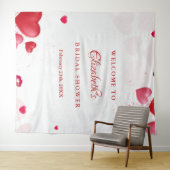 Roze & rood hart Valentijn bruiloft feestelijke we Wandkleed (In Situ (horizontaal))