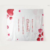 Roze & rood hart Valentijns Bruiloft Welkom Wandkleed (Voorkant (horizontaal))