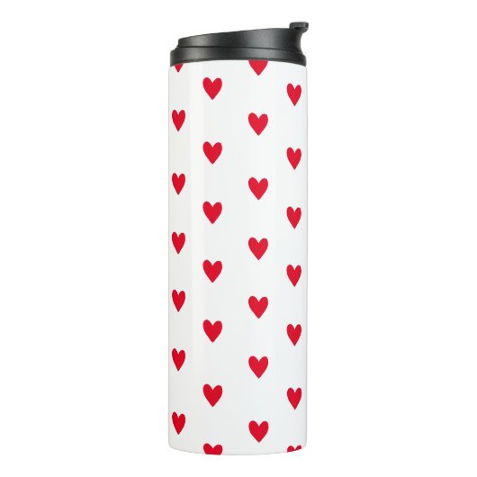 Roze Rood hart Valentijnsdag thema Romantisch Thermosbeker (Gedraaid links)