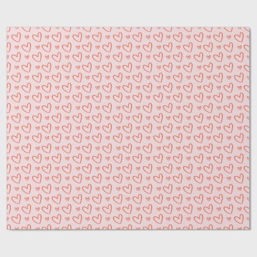 Roze & Rood Hart Valentijnse Cadeaupapier (Vlak)