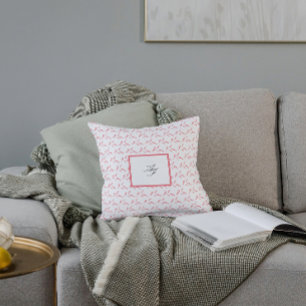 Roze rood helder kleurrijk zeepaardpatroon kussen