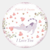 Roze Rood Ik hou van je Schattigee Valentijnsdag Ronde Sticker (Voorkant)