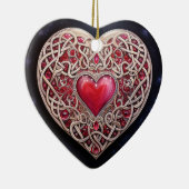 Roze Rood Keltische Knoop Hart Keramisch Ornament (Rechts)