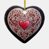 Roze Rood Keltische Knoop Hart Keramisch Ornament (Voorkant)