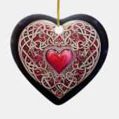 Roze Rood Keltische Knoop Hart Keramisch Ornament (Achterkant)