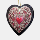 Roze Rood Keltische Knoop Hart Keramisch Ornament (Links)