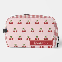 Roze Rood Kersen Gingham Patroon Eenvoudige Vrucht Toilettasje