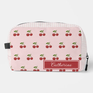 Roze Rood Kersen Gingham Patroon Eenvoudige Vrucht Toilettasje