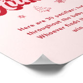 Roze Rood Kerst Baby shower Fopspeen Hunt Spel Poster (Hoek)