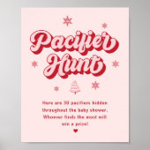 Roze Rood Kerst Baby shower Fopspeen Hunt Spel Poster (Voorkant)