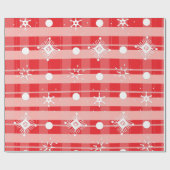 Roze Rood Kerst Plaid Sneeuwvlokken Cadeaupapier (Vlak)
