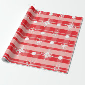 Roze Rood Kerst Plaid Sneeuwvlokken Cadeaupapier (Uitgerold)