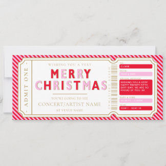 Roze Rood Kerstconcert Ticket Cadeau Bon Kaart