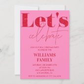 Roze rood kerstfeest Laten we het vieren Kaart (Voorkant)