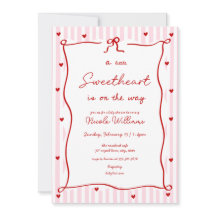 Roze Rood Klein Liefje Baby Shower Uitnodiging