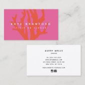 Roze Rood Koraal Nautisch Visitekaartje (Voorkant / Achterkant)