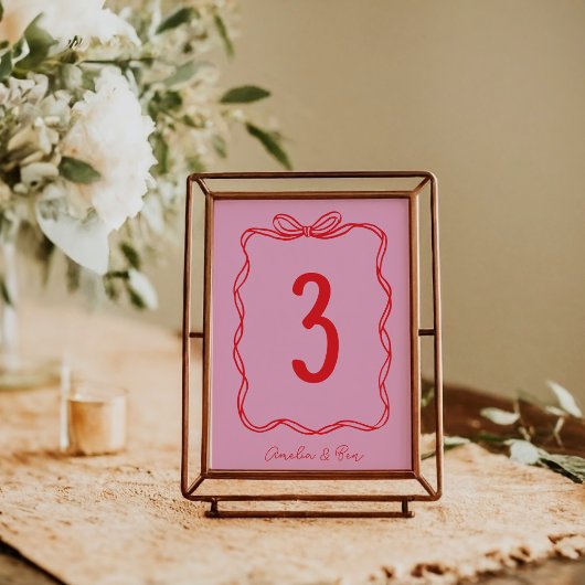 Roze Rood Krabbel Cute Trouw Handgetekend Kaart
