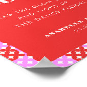 Roze Rood Laat Liefde Glow Dance Floor Trouwbord Poster (Hoek)