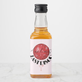 Roze rood laatste disco bal hen partij schoten likeurfles etiket