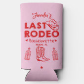 Roze Rood Laatste Rodeo Cowgirl Bachelorette Koele Seltzer Blikjeskoeler (Achterkant)