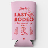 Roze Rood Laatste Rodeo Cowgirl Bachelorette Koele Seltzer Blikjeskoeler (Voorkant)