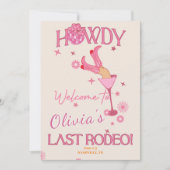 Roze Rood Laatste Rodeo vrijgezellenuitnodiging Kaart (Voorkant)