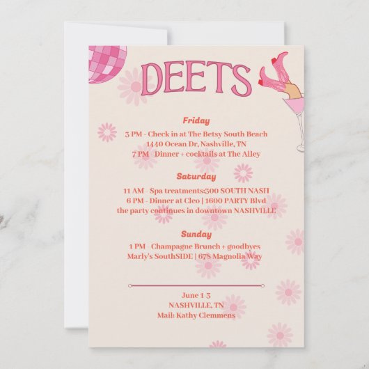 Roze Rood Laatste Rodeo vrijgezellenuitnodiging Kaart (Achterkant)