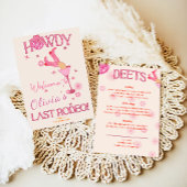 Roze Rood Laatste Rodeo vrijgezellenuitnodiging Kaart